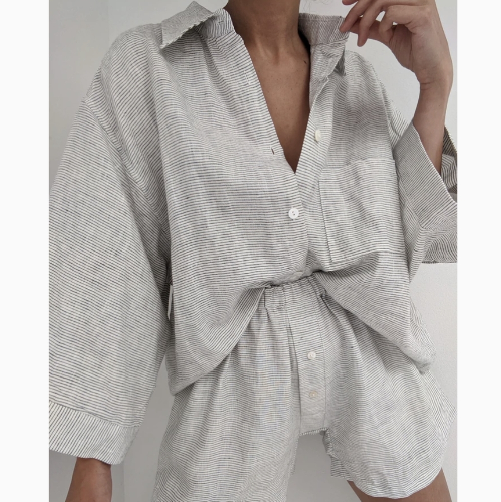 Striped Gray Women's Sleepwear Set